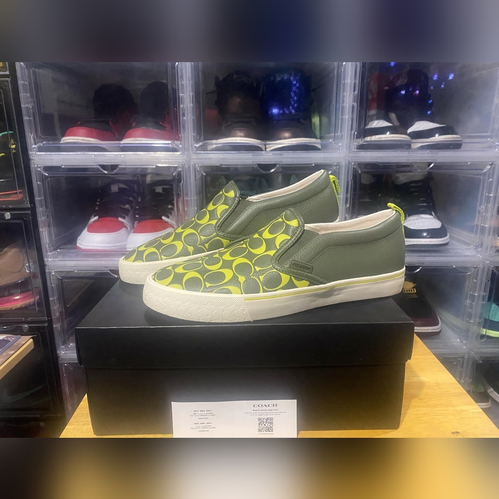 Coach Army Green Skate Slip Ons Size 10.5